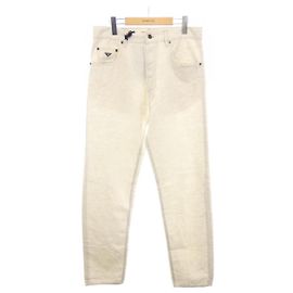 Prada Triangle Logo Cotton Pants Beige