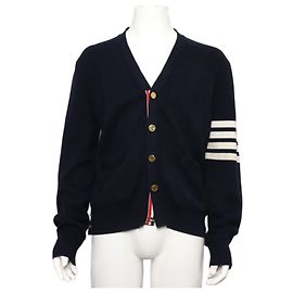 Thom Browne Herren-Cardigan in Milano-Strick, Navy Blau