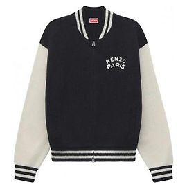 Kenzo Emblem Mixed Cotton Varsity Cardigan Black