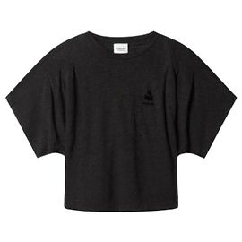 Isabel Marant Kurzarm T-Shirt aus Leinen Schwarz Schwarz