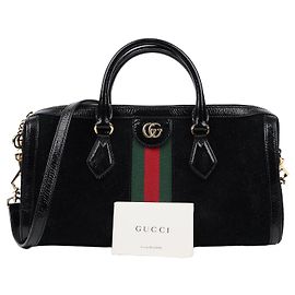 Gucci Sac à main Ophidia Suede Medium Top Handle Bag Black Noir