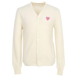 Comme Des Garcons Cardigan mit rosa Herz-Patches Pink