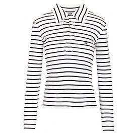 Céline Polo en jersey de soie rayé Blanc