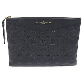 Louis Vuitton Monogram Empreinte Daily Pouch Clutch Black Black