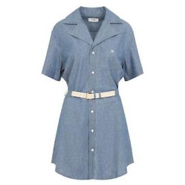 Céline Baumwoll-Denimkleid Blau