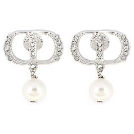 Dior Pendientes de perlas colgantes para mujer Blanco