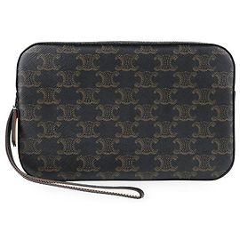 Céline Men's Triomphe Canvas Strap Pouch Bag (Khaki) Brown