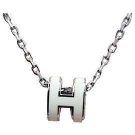 Hermès Colar Mini Pop White Silver Branco