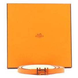 Hermès Cinturón de cuero reversible doble para mujer Castaño
