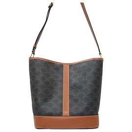 Céline Triomphe Canvas Medium Bucket Bag Braun Braun
