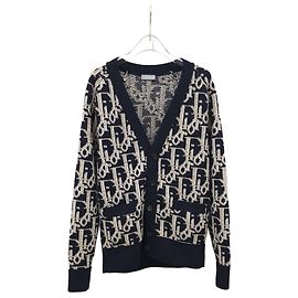 Dior Oblique Cardigan Navy Blue Wool Jacquard XS Blau