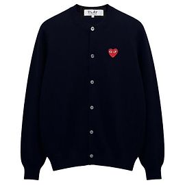 Comme Des Garcons Strick-Cardigan mit Herz-Muster und Rundhalsausschnitt Schwarz Schwarz