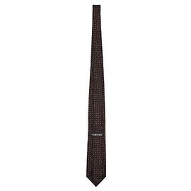 Cravatta Tom Ford in micro seta marrone scuro Marrone