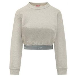 Kenzo Sweatshirt curta de algodão com bordado Signature Marrom