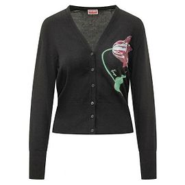 Kenzo Tulip Cardigan aus Baumwolle und Wolle Schwarz