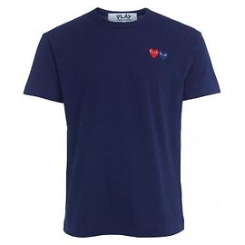 Comme Des Garcons T-Shirt mit kurzen Ärmeln und Double Heart Patch AX Blau