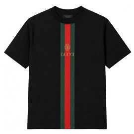 Gucci Camiseta de punto de algodón estampada Negro