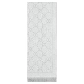 Gucci Wollschal Silber Hellgrau Braun