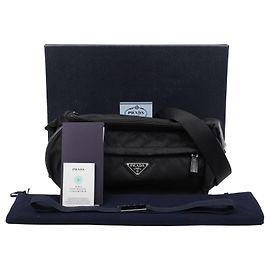 Prada Borsa a tracolla in Re-Nylon e pelle Saffiano Nero Nero