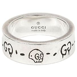 Gucci Ghost Skull Silver Ring Silvery