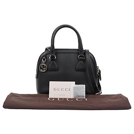 Gucci Mini Leather Interlocking Dome Tote and Shoulder Bag Black Black