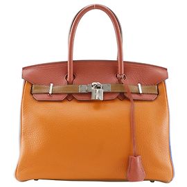 Hermès Borsa Hermes Birkin Harlequin 30 Rosso Multicolore Arancione