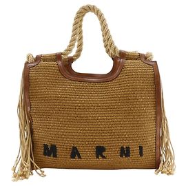 Sac cabas Marni Marcel Summer en raphia marron Marron