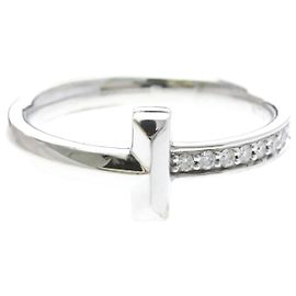 Autre Marque Anillo Tiffany T One de Diamantes en Oro Blanco Plata