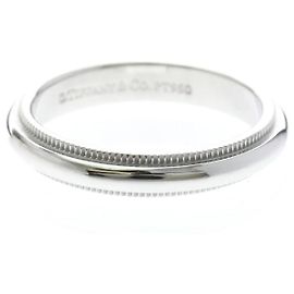 Autre Marque Tiffany Milgrain Band Ring in Platinum Silvery