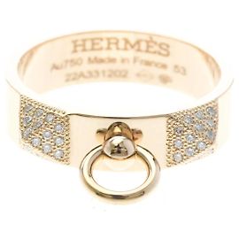 Hermès Hermes Collier Diamond Ring en Pink Gold Doré