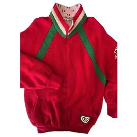 Gucci rote Strickjacke mit Italien-Flaggen-Futter Weiß Rot Grün
