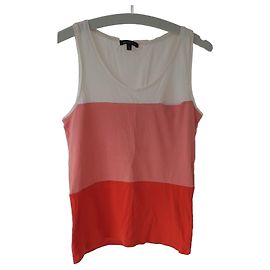 Massimo Dutti Top de Alças Colorblock Rosa Branco Vermelho