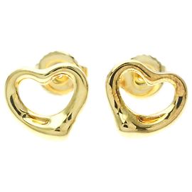 Autre Marque Tiffany 18K Gold Open Heart Stecker-Ohrringe Golden