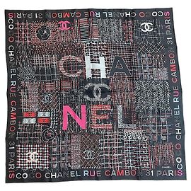 Lenço Chanel preto vermelho Preto