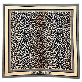 Foulard Dior léopard marron Beige