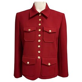 Chloé Chloe Past Red Wool Jacket with Gold Snap Buttons Red
