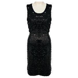 Dolce & Gabbana Black Sequined Sleeveless Cocktail Dress Black