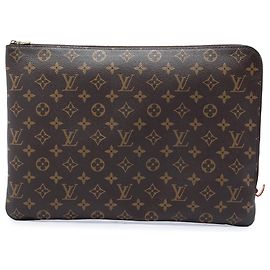 Brown Louis Vuitton Monogram Poche Documents Portfolio Business Bag Brown