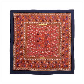 Hermès Carré Géant "CHASSE EN INDE" Sciarpa in Cashmere e Seta Blu Navy Blu navy