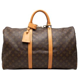 Brown Louis Vuitton Monogram Keepall 50 Travel Bag Brown