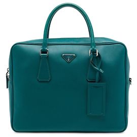 Borsa da lavoro Prada Saffiano blu Blu
