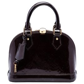 Bolsa Satchel Alma BB Louis Vuitton Monogram Vernis Roxa Roxo
