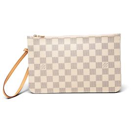 Pochette Louis Vuitton Damier Azur Neverfull Blanche Blanc