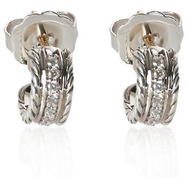 Brincos de Argola Cable em Prata Esterlina e Diamantes David Yurman Outro