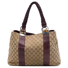 Bolso Tote Gucci Medium GG Canvas Bamboo Libeccio Beige Beige
