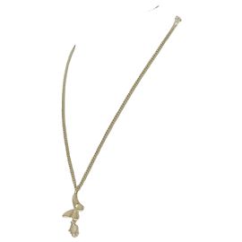 Dior Collier Pendentif Papillon en Métal Doré Doré