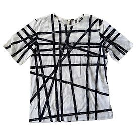 Camiseta Hermès de algodón con estampado de cintas Negro Blanco