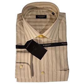 Burberry Gestreiftes Baumwollhemd in Beige Weiß Beige