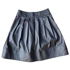 Céline Celine Falda Plisada de Algodón Gris Gris