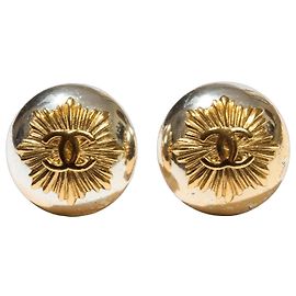 Orecchini a clip Chanel 96A Logo CC Oro e Argento D'oro